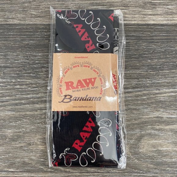 RAW Natural Rolling Papers Bandana Handkerchief Wrap Black 21.5" x 21.5" NEW - Picture 2 of 5